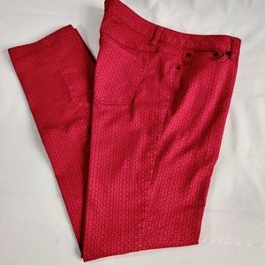 Prana Kara Straight Leg Riveted Five Pocket Mid Rise Red Pattern  Jean Womens 14